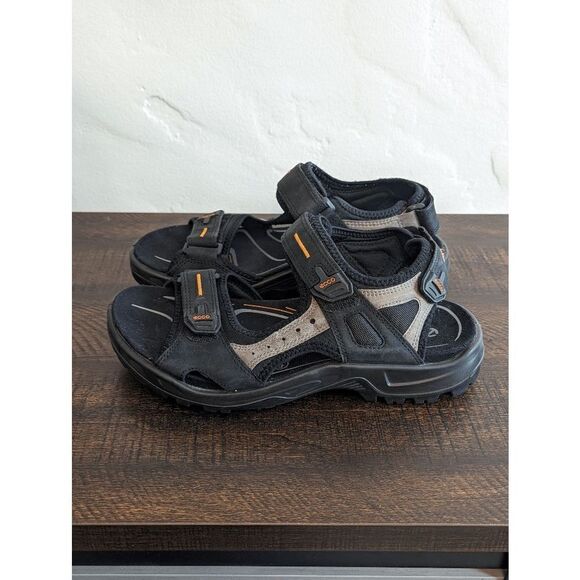 Ecco Yucatan Black and Gray Leather Sport Strappy Sandals - Size 41 - Picture 1 of 9